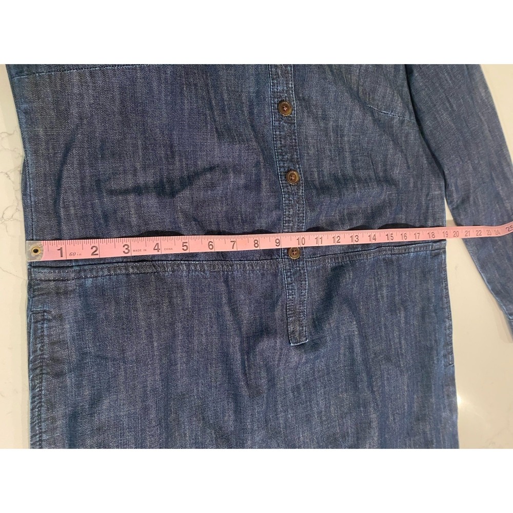 Talbots Denim Shirt Dress Size 10 100% Cotton Chambray Midi Dress Quiet Luxury - Picture 7 of 9